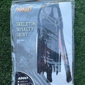New!  Skeleton Royalty Maxi Skirt - Black, Medium